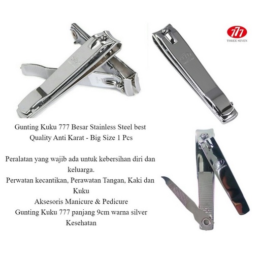 Gunting Kuku Besar Three Seven 8 cm Stainless Steal made in korea manicure nail clipper Jumbo Original  777 Pemotong Berkualitas Tajam Pembersih Berbahan Besi anti Karat Kualitas super grosir prakarya