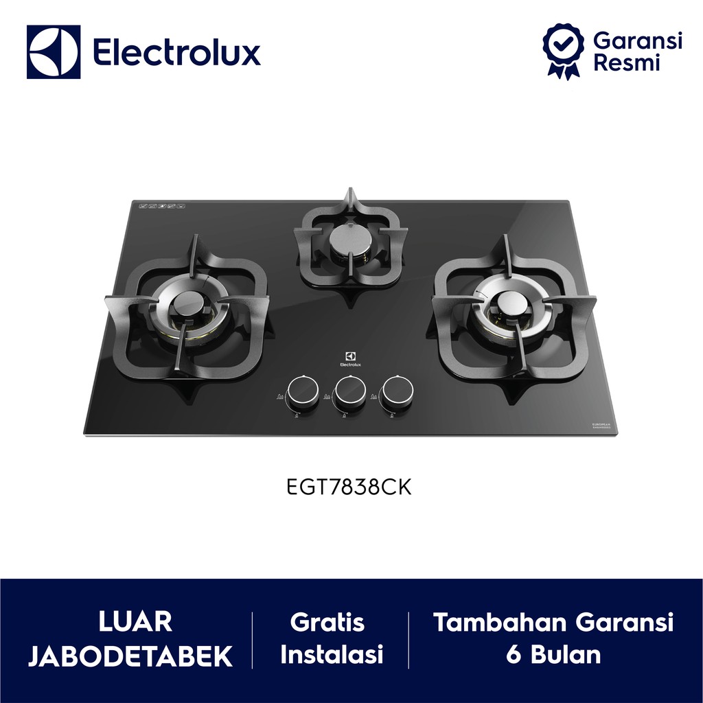 

Electrolux Kompor Tanam Potenza 78cm 3 tungku EGT7838CK / EGT7838 CK - Luar Jabodetabek
