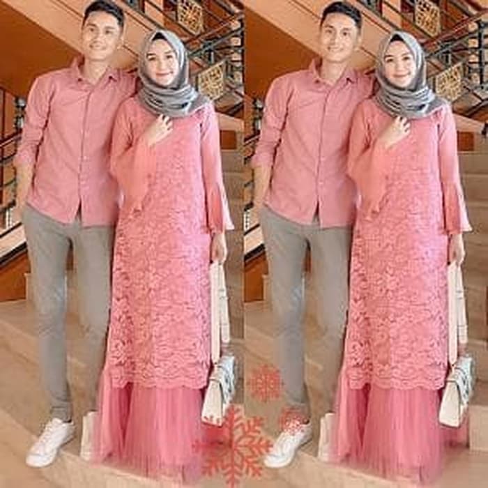 GAMIS PESTA BROKAT PINK GAMIS COUPLE / CP ALEXA PELINO       Terusan