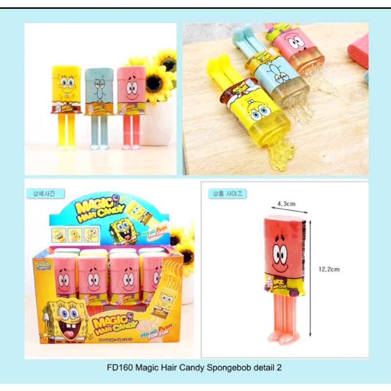 

[1Pcs]Korean Magic Hair Candy Korea Viral Squidward Spongebob Candy Permen Viral Korea