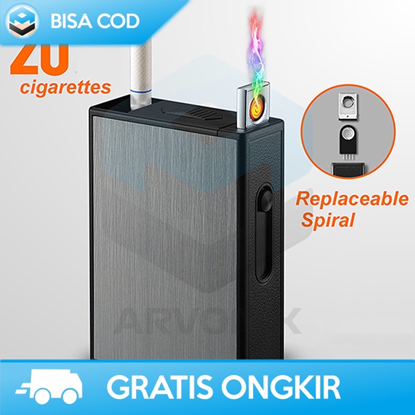 KOTAK ROKOK PLUS KOREK LISTRIK ELEGAN BY VAMAV J708 MEWAH RECHARGEABLE