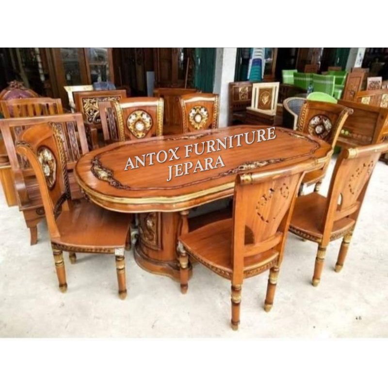 meja makan Salina kayu jati mebel Jepara