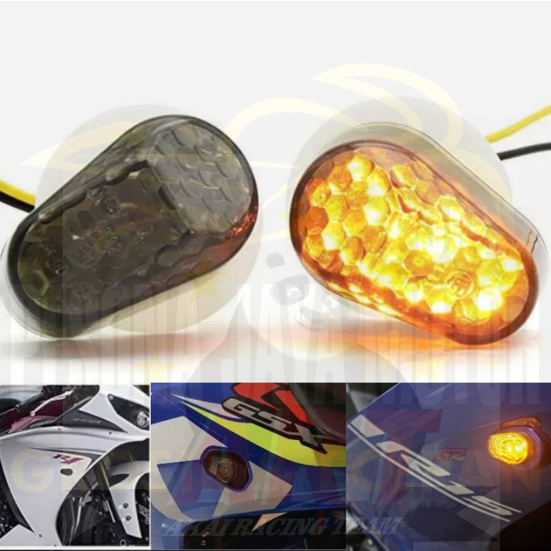 New Sen Tempel Led Lampu Sen Tempel Oval Protaper Universal R15,Cbr150r,Gsx,Ninja,R25 &amp; Motor Lain