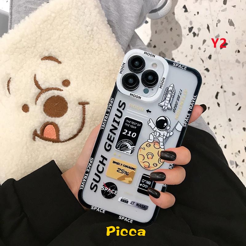 IPHONE Casing Ponsel Transparan NASA Astronot Planet Trendi Kompatibel Untuk Iphone11 14 13 12 Pro Max7 8 Plus 11 14 XR 6 6s Plus X XS MAX SE 2020 Clear Shockproof Soft TPU Cover