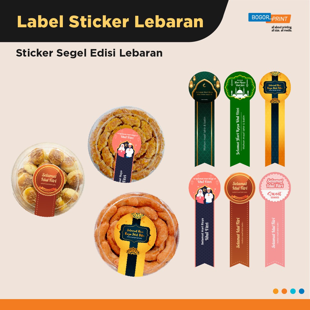 

Cetak Stiker Label Kemasan Kue Idul Fitri Lebaran Bahan Kromo & Vinyl Stiker Label Kemasan Kiss Cut