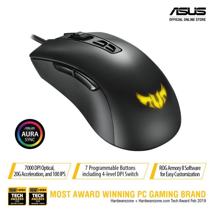 ASUS TUF Gaming M3 RGB - 7000 DPI Ergonomic Wired Gaming Mouse