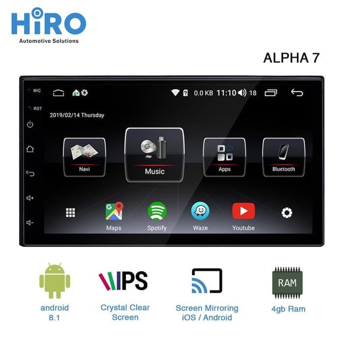 HIRO ALPHA 7 INCH - HEADUNIT 2 DIN ANDROID