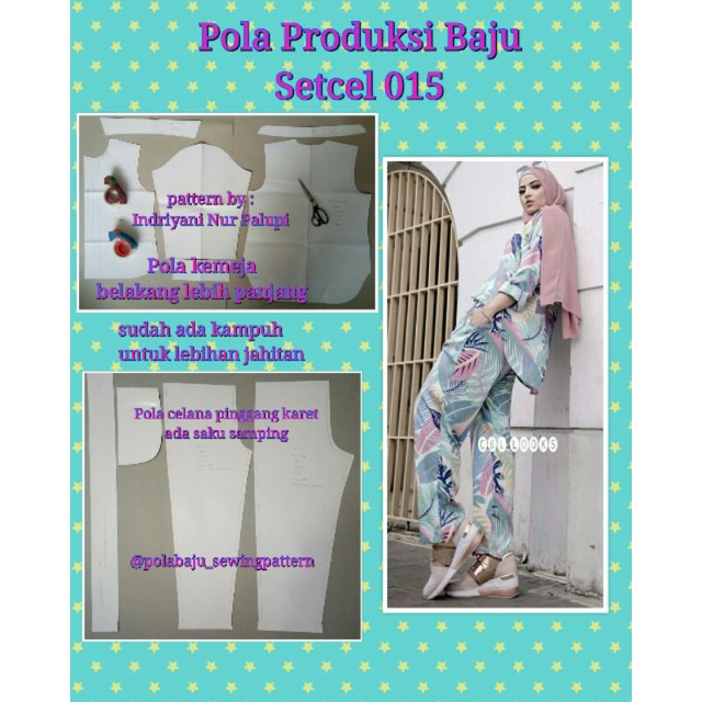 Pola Baju / Pola Instan / Pola Produksi piyama fenomenal 015 / Pola Jahit