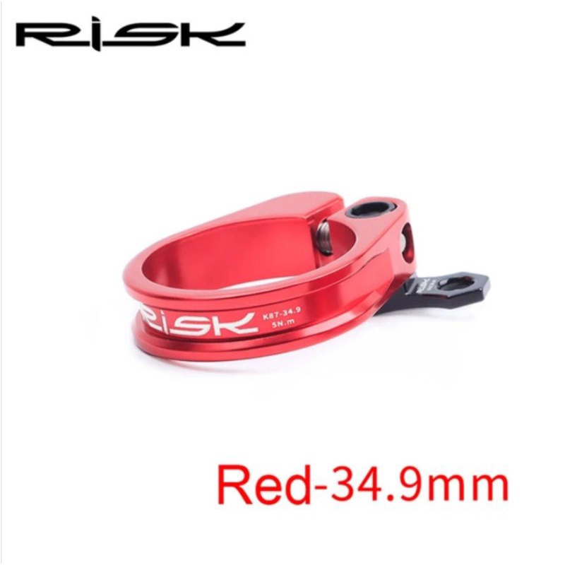 Risk Seatpost Seatclamp Clamp 34.9 mm + Guide Cable Dropper Klem Tiang Sadel Sepeda Merah