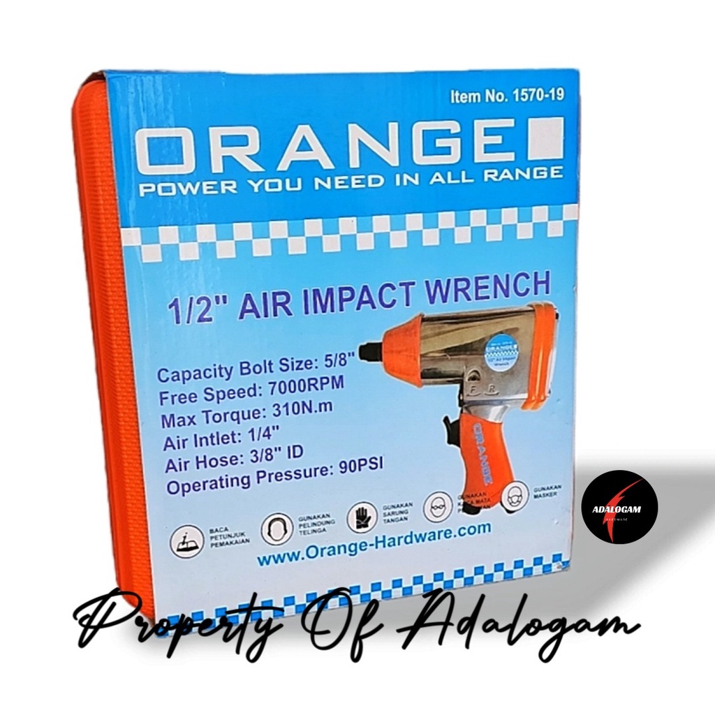 ORANGE Air Impact Wrench Kit 1/2 Inch Mesin Buka Baut Angin Kompresor