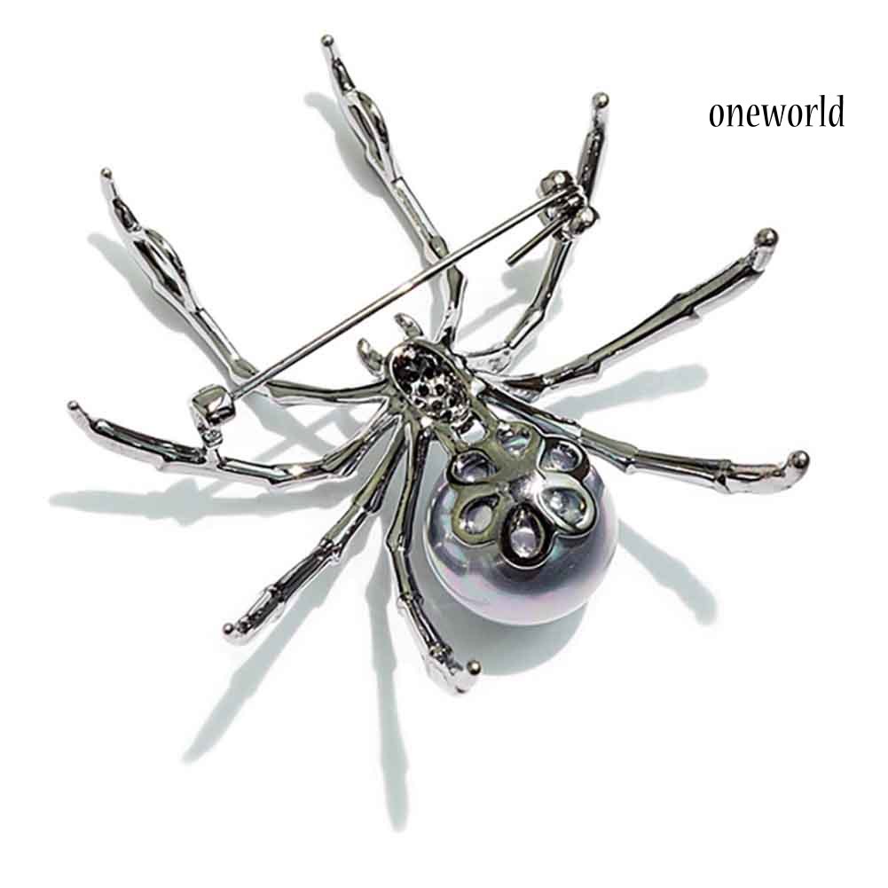 OW@ Fashion Women Rhinestone Faux Pearl Spider Brooch Pin Corsage Lapel Jewelry Gift