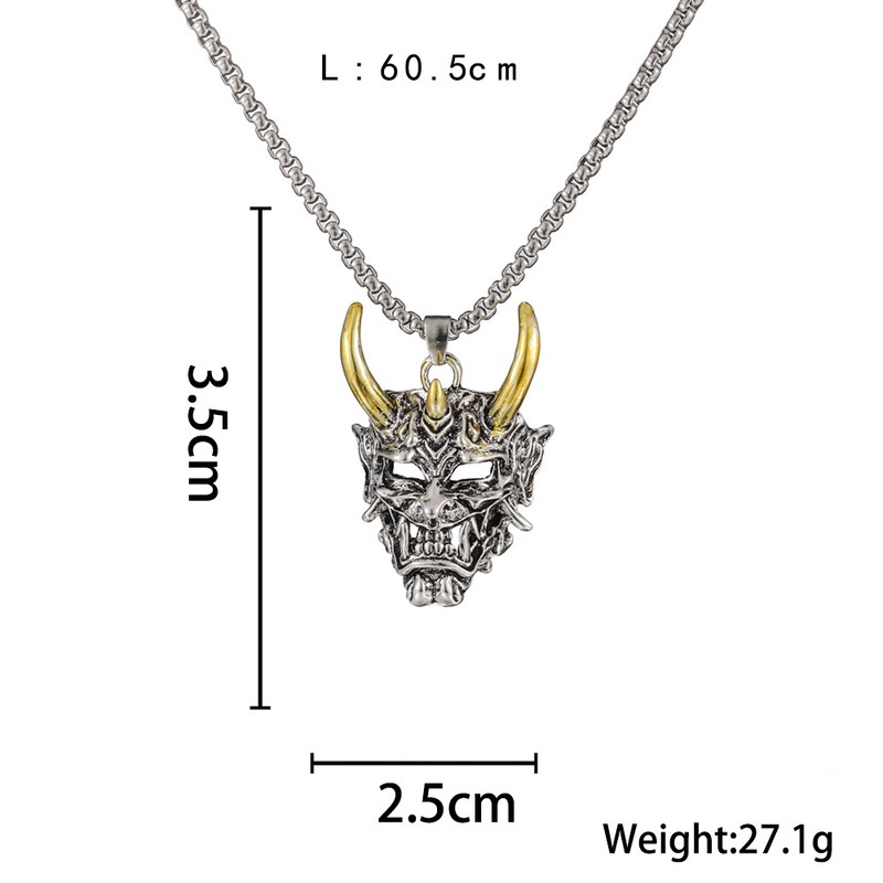 Kalung Liontin Tengkorak Segitiga Hantu prajna monster Bahan alloy Gaya Retro hipster hip hop Untuk Pria