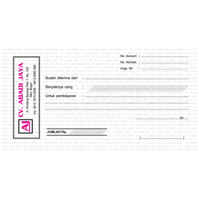 

1/3F 3PLY 2WARNA CUSTOM NOTA, SURAT JALAN, KWITANSI, BON