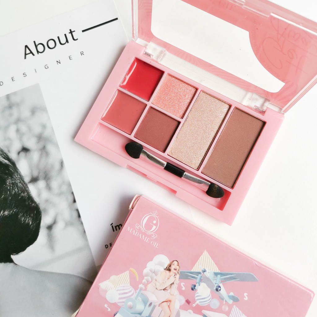 FAMESHOP - Madame Gie Getaway Make Up Kit - MakeUp Face Pallete | LIPSTIK EYESHADOW HIGLIGHTER COUNTUR BLUSH ON