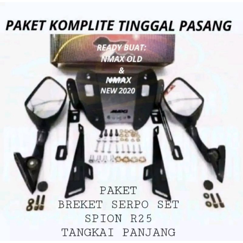 Spion Nmax, Old Nmax New 2020 Model R25 + Breket Serpo Full Set &amp; Baut Anti Jebol 1 paket