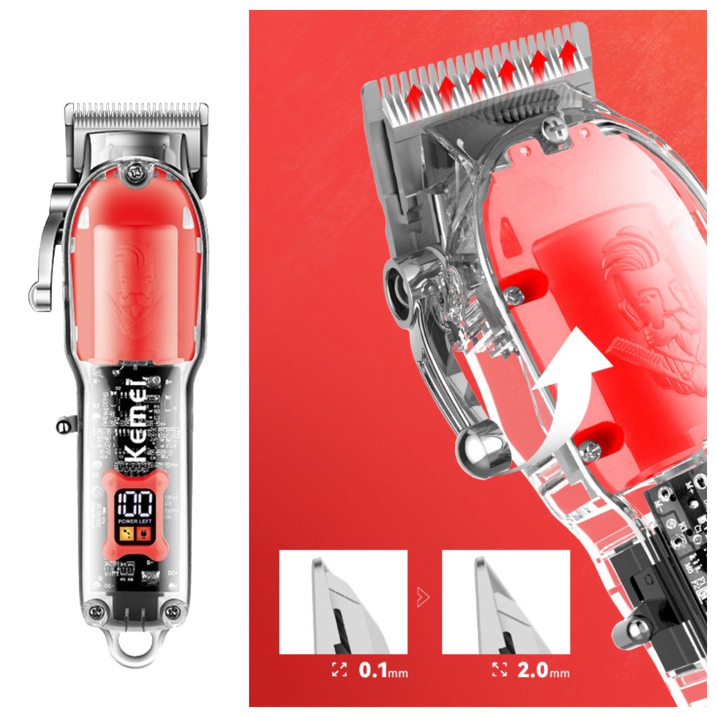 Alat Cukur Rambut Kemei KM 246 Hair Clipper Electric Professional Transparant LCD Display Mesin Cukuran KM 246