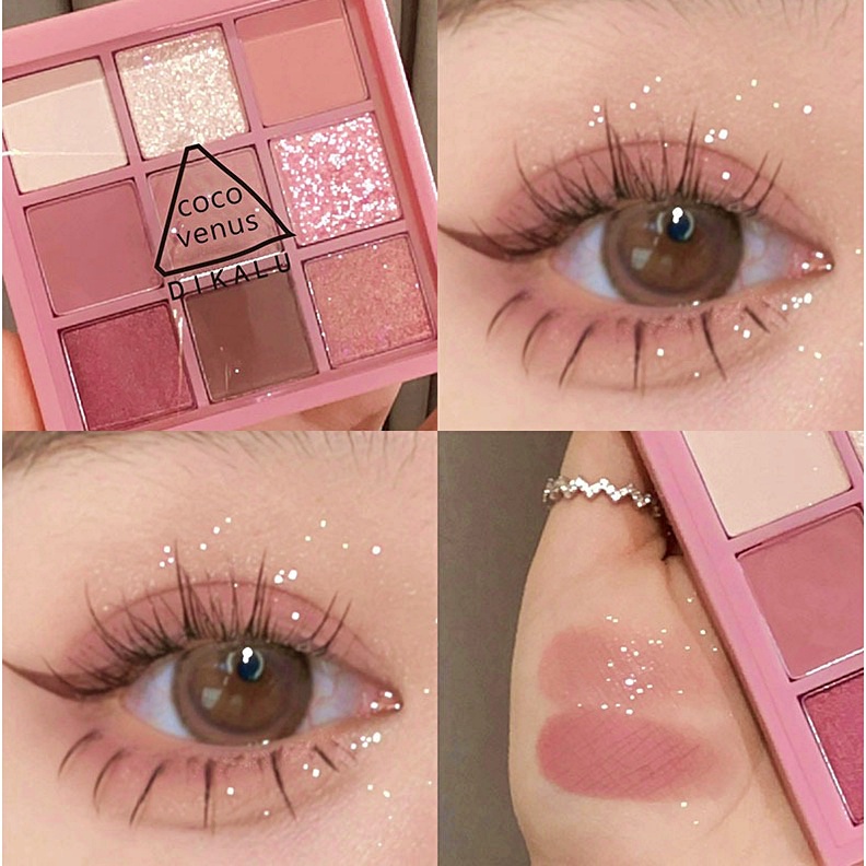 Hope Store - DIKALU COCO VENUS Korean Eyeshadow Palette 9 Warna Pigmented Eyeshadow Murah Glitter Eyeshadow