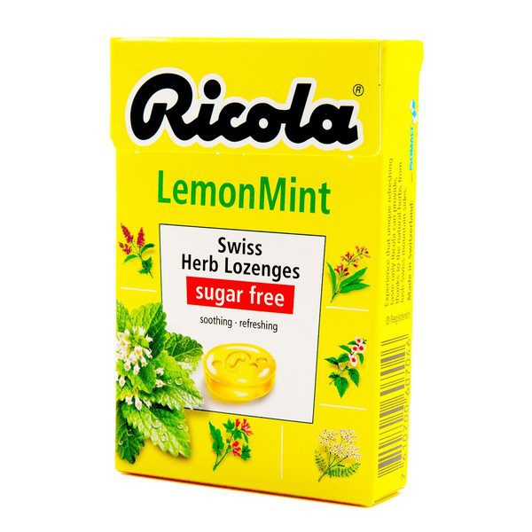 

RICOLA Swiss Herb Lozenges LemonMint Candy Sugar Free 45g Permen 18x