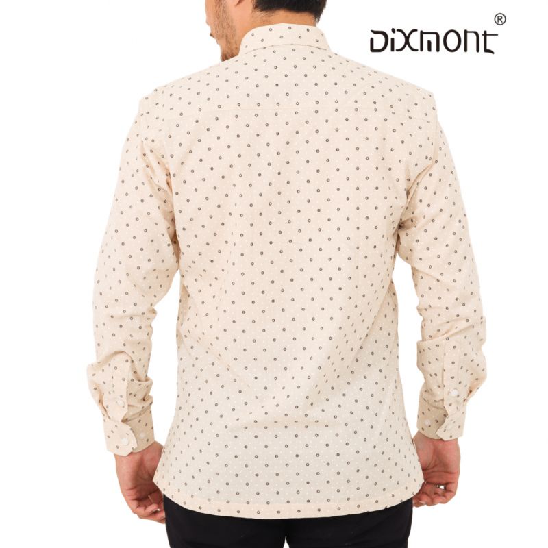 Dixmont Kemeja Pria Basic Formal Motif Lengan Panjang Hem ML00222