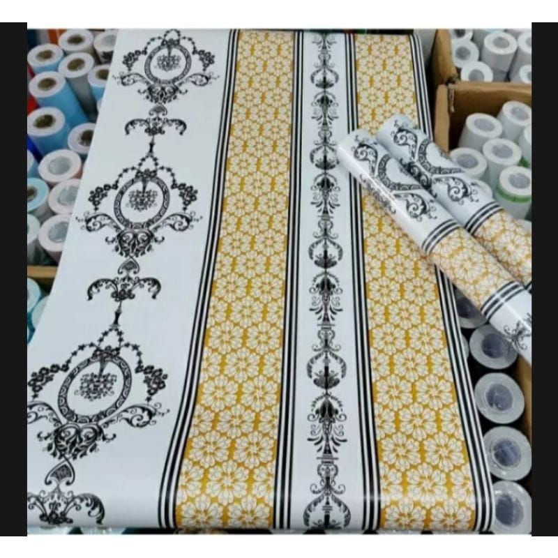 wallpaper dinding motif batik kuning