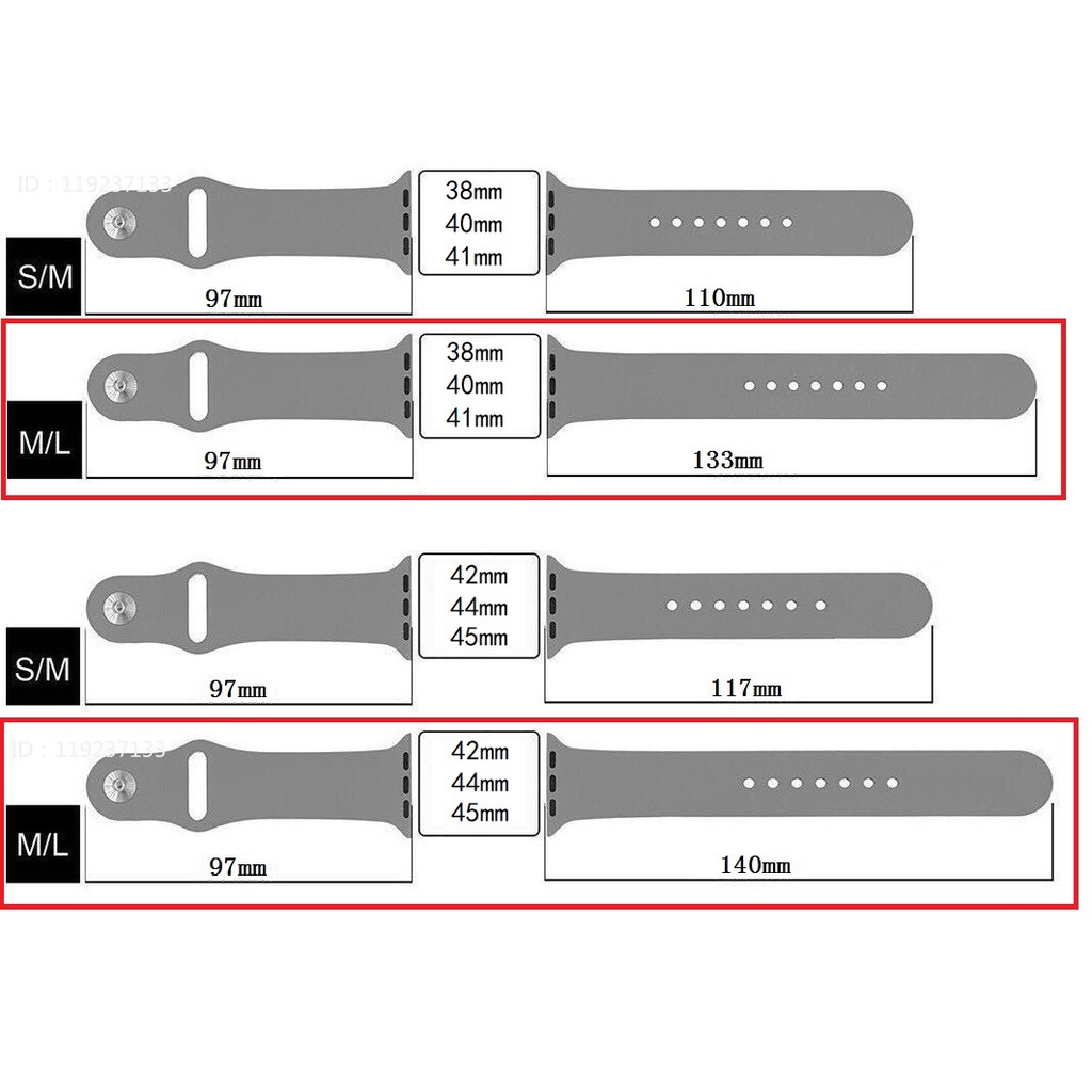 (M/L) tali silikon lembut untuk Apple Watch 41/40/38mm 49/45/44/42mm Seri 8/7/SE/6/5/4/3/2/1