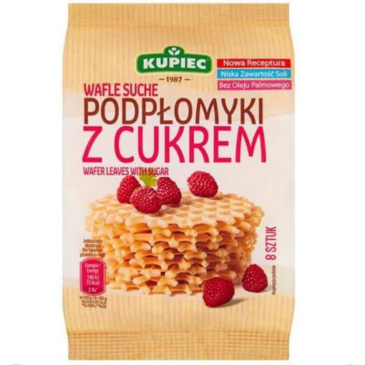 

Kupiec Wafle Suche Podptomyki Z Cukrem Wafer Leaves With Sugar 8Pcs - Kupiec Wafer