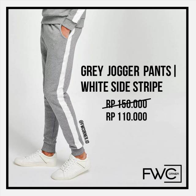 CELANA PANJANG JOGGER POLOS ABU LIST PUTIH GREY WHITE CELANA PANJANG JOGGER POLOS ABU LIST PUTIH GREY WHITE