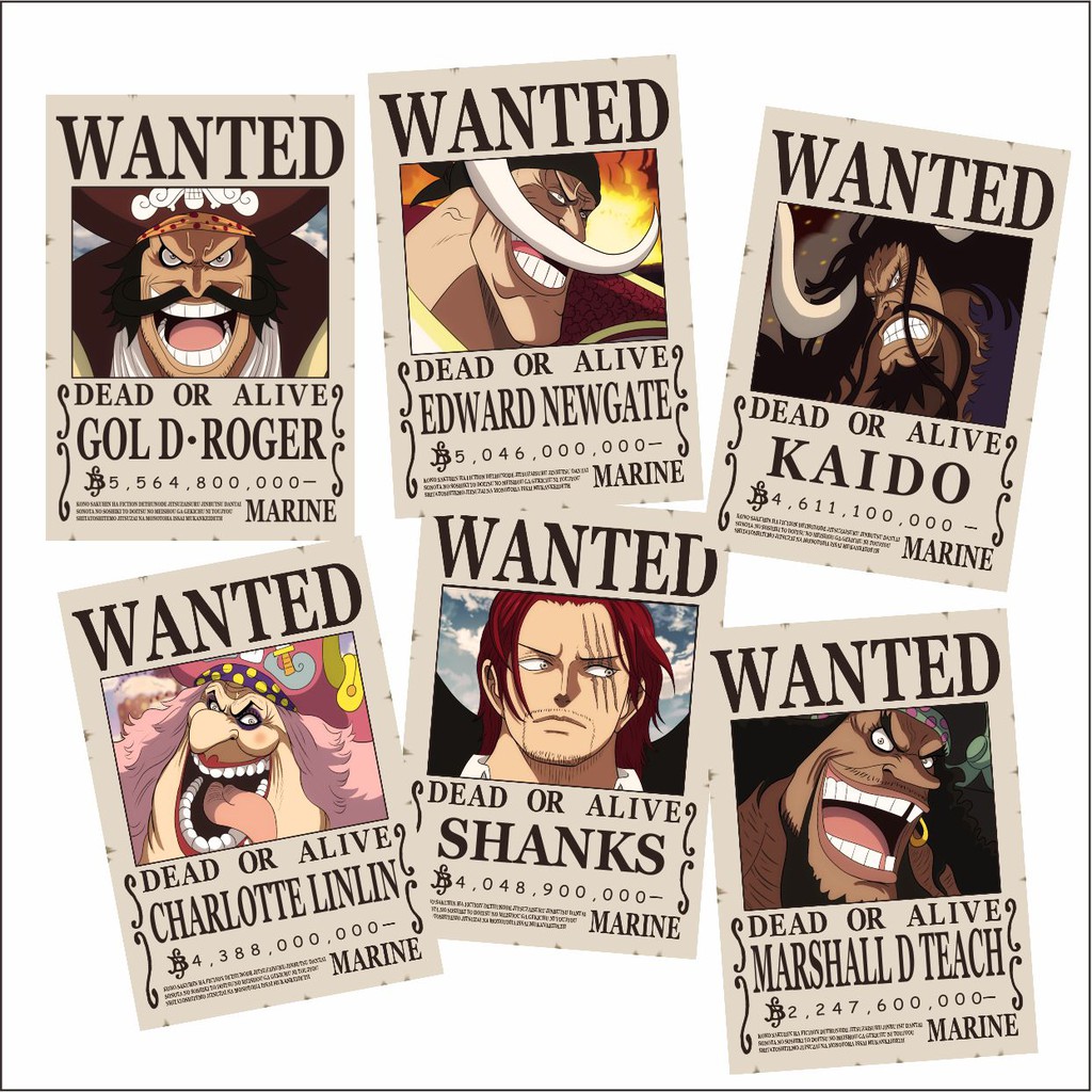 Poster One Piece dan BOUNTY POSTER WANTED karakter One Piece Mugiwara BEFORE TIME SKIP SNK S2 SNK S3