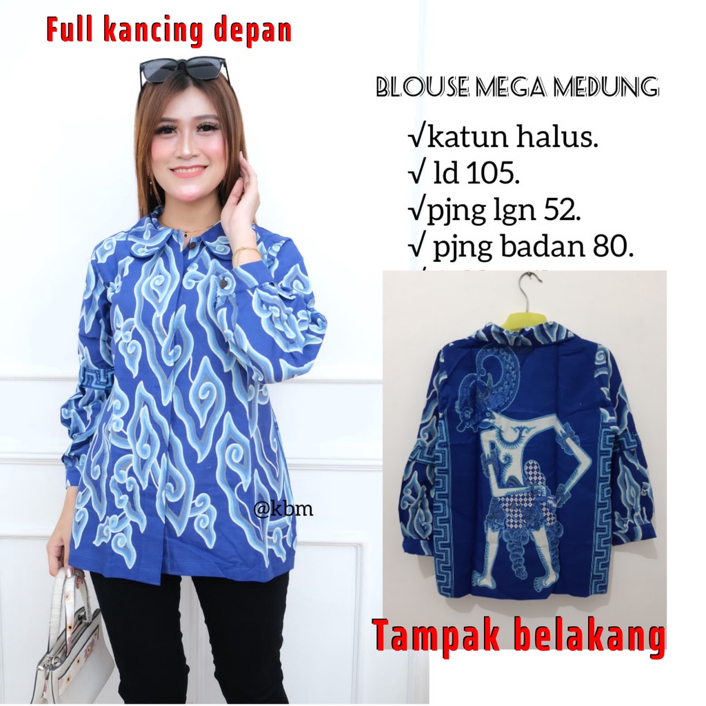 Blus Mega mendung  batik solo atasan kerja blus wanita blus kerja