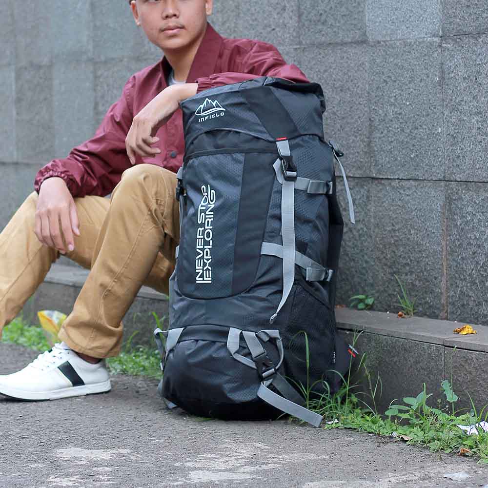 Justrue Tas Gunung Carrier 60 Liter Ransel Keril 60L Hitam 633