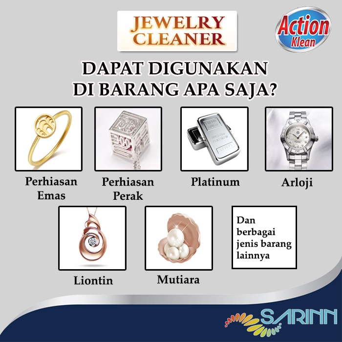 Pembersih cincin Action Klean Jewelry Cleaner Pembersih Perhiasan Pembersih Gelang Pembersih Anting Pembersih Kalung Pembersih Emas Perak Monel Platinum Titanium