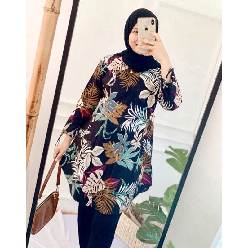 TUNIK KATUN STRECH MOTIF//TUNIK MOTIF BUNGA