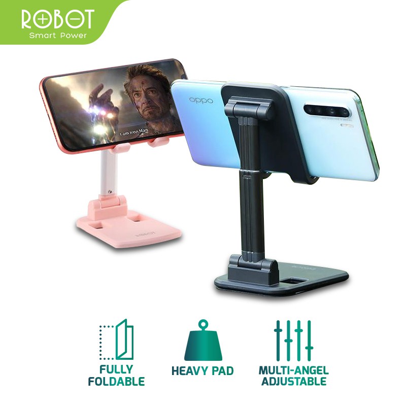 ROBOT RT-US06 Fully Foldable Liftable Universal Stand Phone Holder - Garansi Resmi 1 Tahun