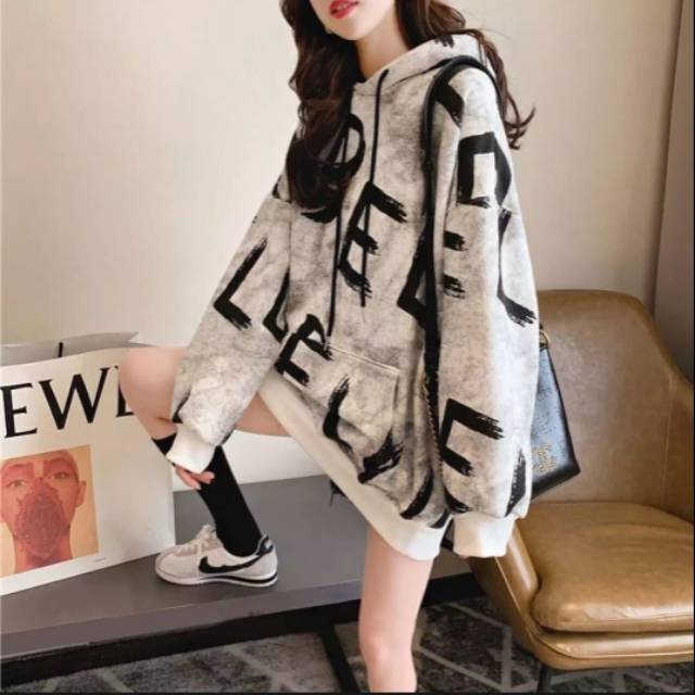 Hoodie korea wanita lengan panjang oversize
