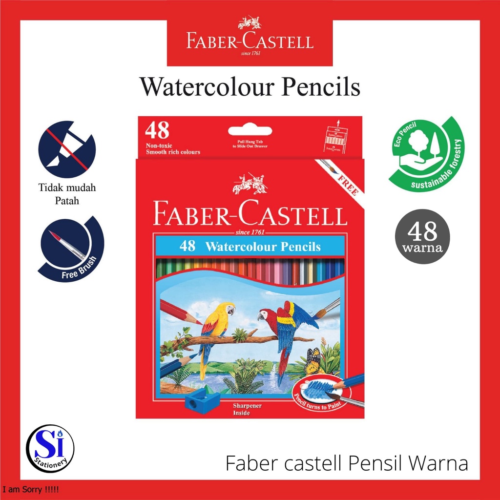 

Pensil Warna Faber Castell/Watercolour Pencils Faber Castell 48 warna Panjang