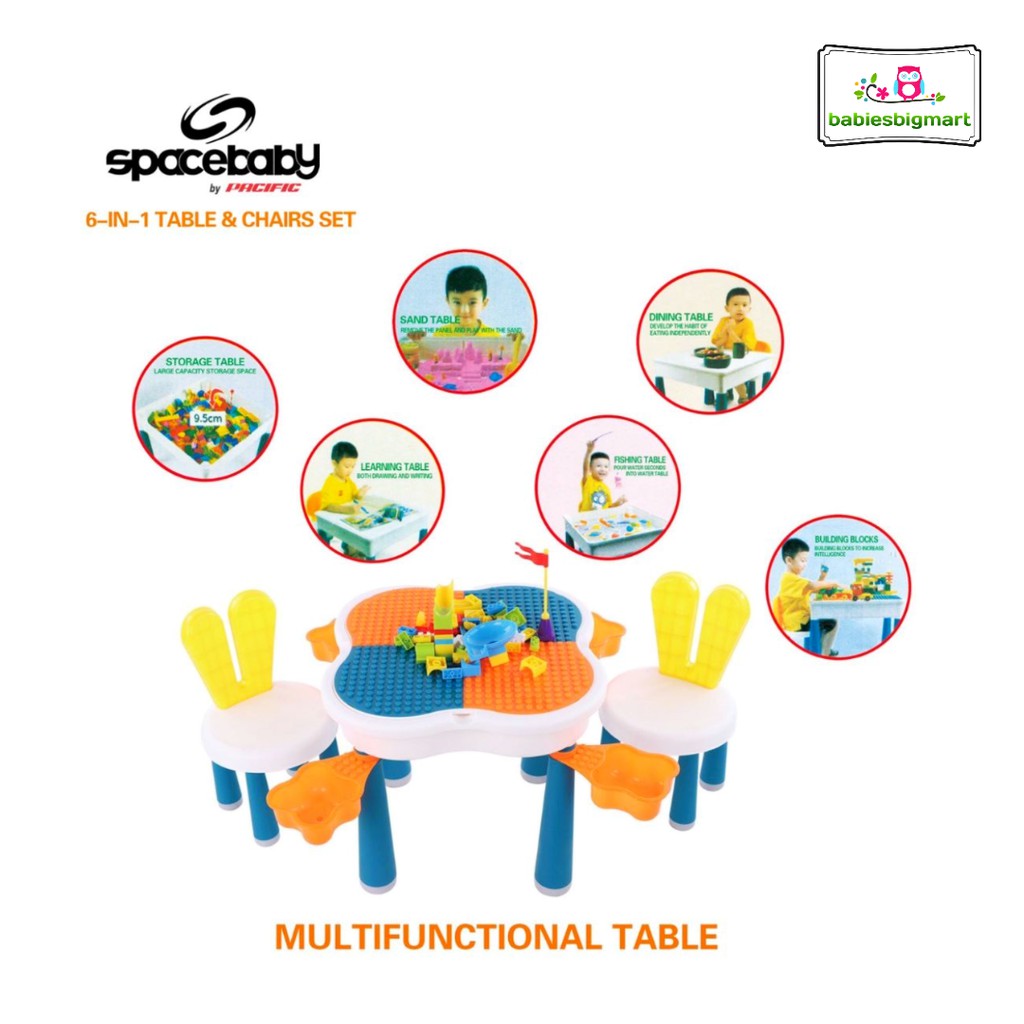 Multifunctional Table Spacebaby 6 in 1 SB 988 Free Lego Meja Lego