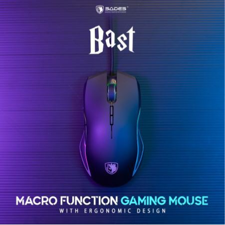 Mouse gaming sades wired usb 2.0 6400dpi macro 125Hz 32ips 12g 7d rgb bast 1.5m braided cable s8 s-8