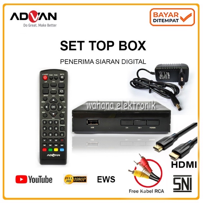 ADVAN DIGIBOX STB DV3T2 Set Top Box Tv digital Youtube 1080p Receiver