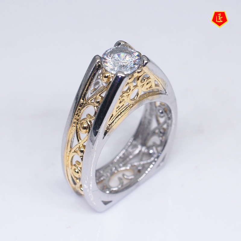 [Ready Stock]Creative Triangle Moissanite Ring Geometric 18K Gold Color Separation