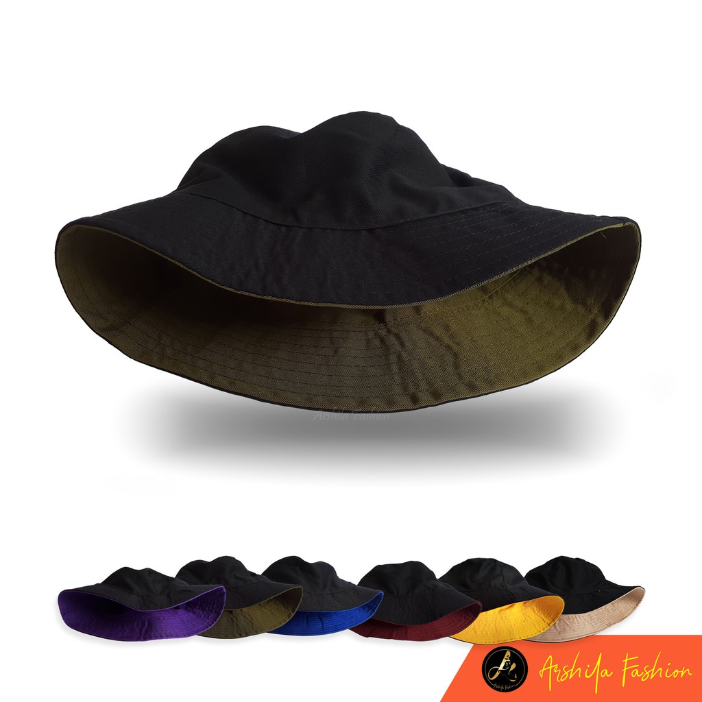 Topi Bucket Bulak Balik 1 Topi 2 Warna luar dalam