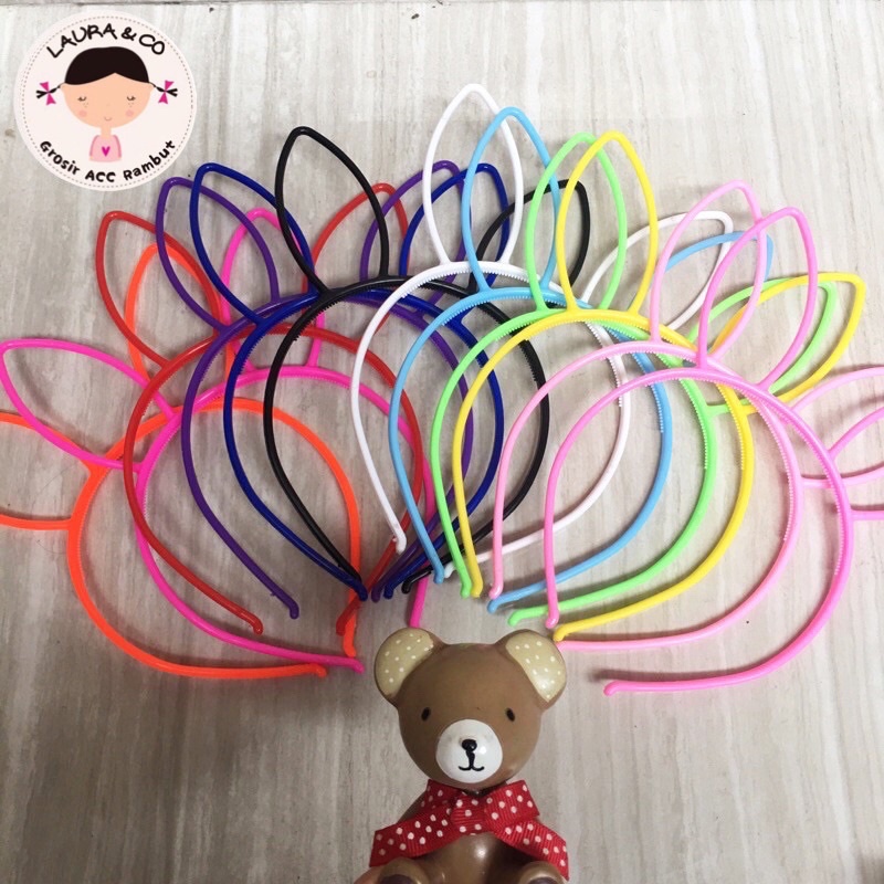 Bando bandana plastik warna panda kelinci beruang 12pc grosir lusinan