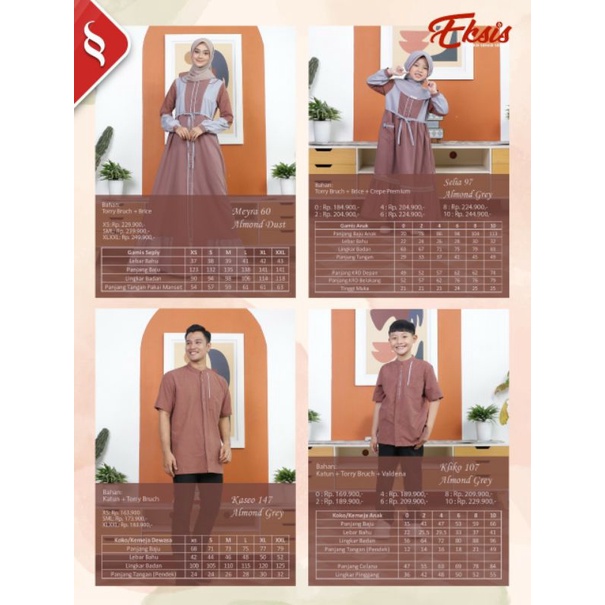 Seply Eksis 185 Almond Grey Meyra 60 Kaseo 147 Selia 97 Kliko 107 Baju Muslim Sarimbit Keluarga Family Series Terbaru