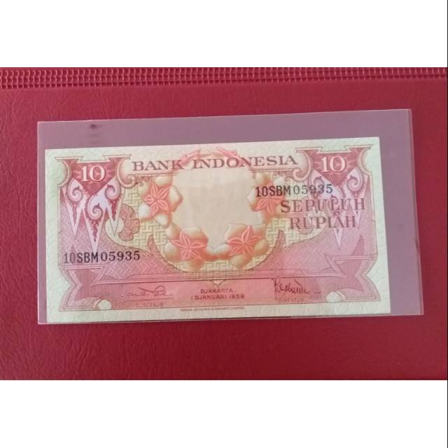 Uang kertas lama 10 Rupiah Tahun 1959.