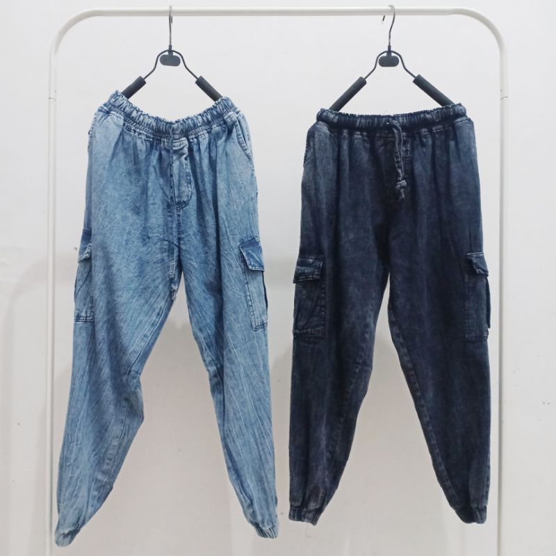 BAWAHAN CELANA DENIM JEANS JOGER CARGO WANITA