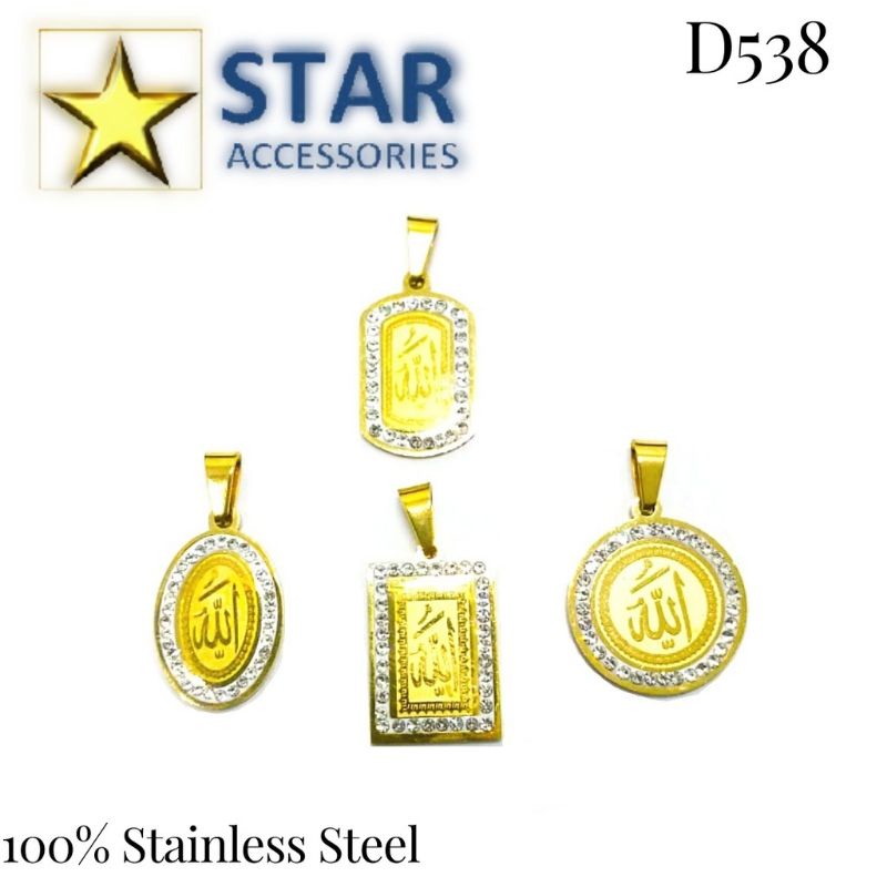 Liontin Titanium Gold | Liontin Titanium Lafadz Allah Emas Permata