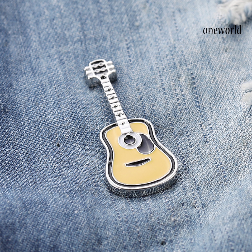 OW@ Enamel Pin Guitar Shape Fashion Unisex Guitar Enamel Brooch Pin for Party