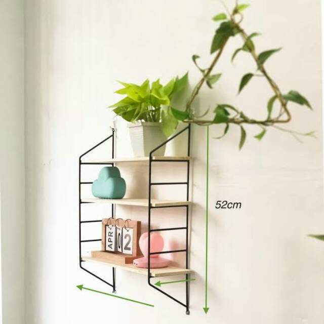 Rak Dinding Kombinasi Kayu Dan Besi