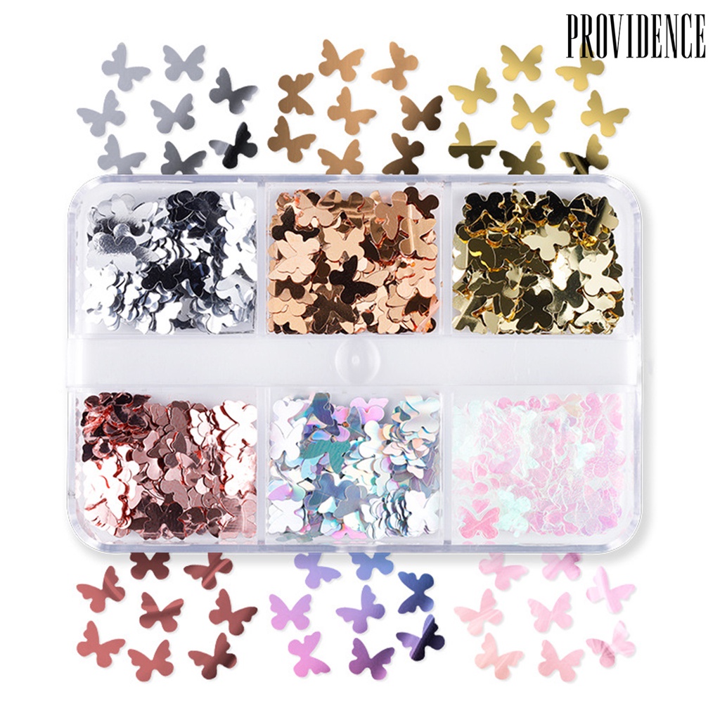 6 Grid / Box Sequin Bentuk Kupu-Kupu Untuk Nail Art Butterfly