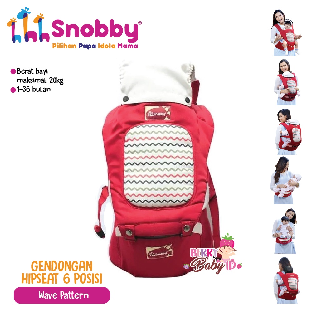 Snobby Gendongan Depan Bayi Hipseat Saku 6 Posisi 1-36 Bulan Berry Mart