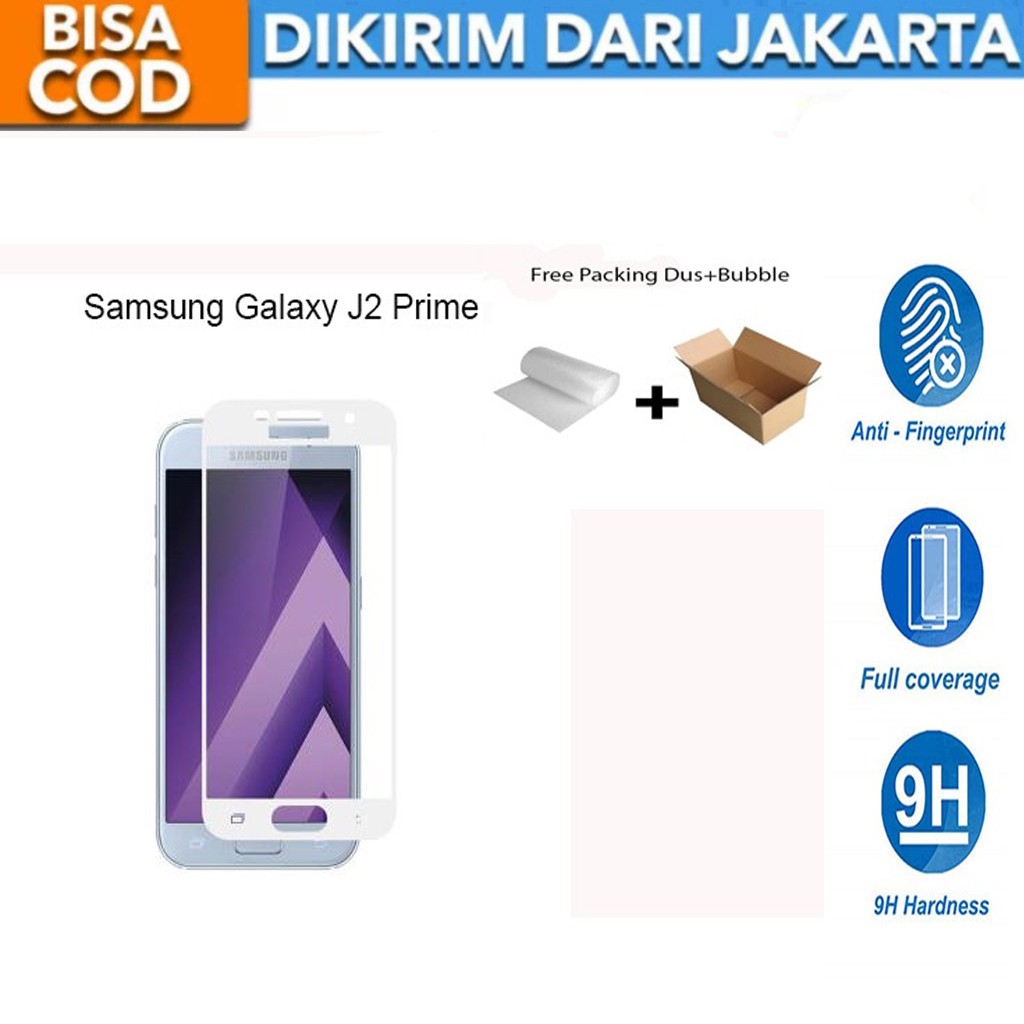 Samsung Galaxy J2 Prime Full Cover/Full Screen Tempered Glass Screen Protector Anti Gores